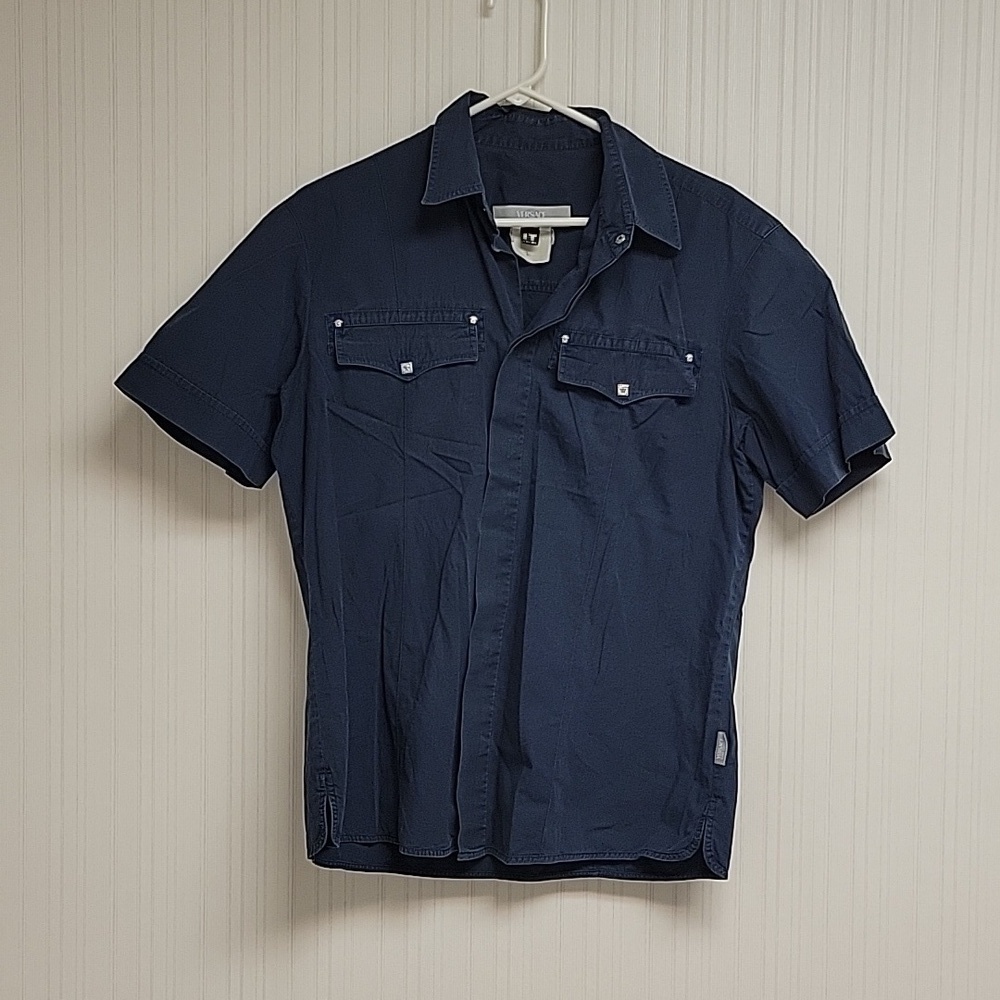 Versace Jeans Couture men's short sleeve navy shirt sz large designer